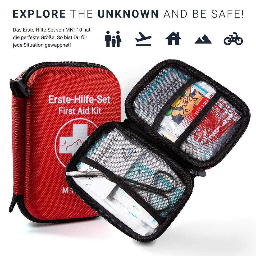 Erste Hilfe Set Outdoor - Fahrrad, Wandern Zubehör - First Aid Kit mit  Zeckenkarte & Signalpfeife nach DIN 13167 : : Drogerie &  Körperpflege